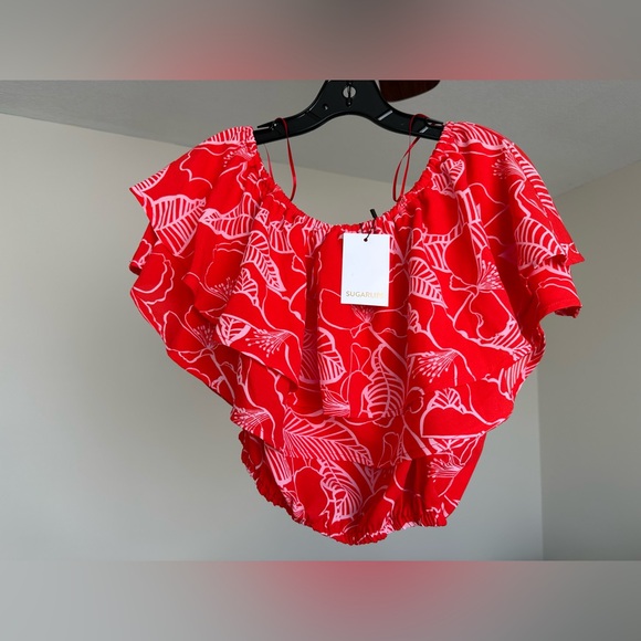 Sugarlips Vici Off-shoulder, Flowy Crop Top. NWT. - Picture 2 of 3
